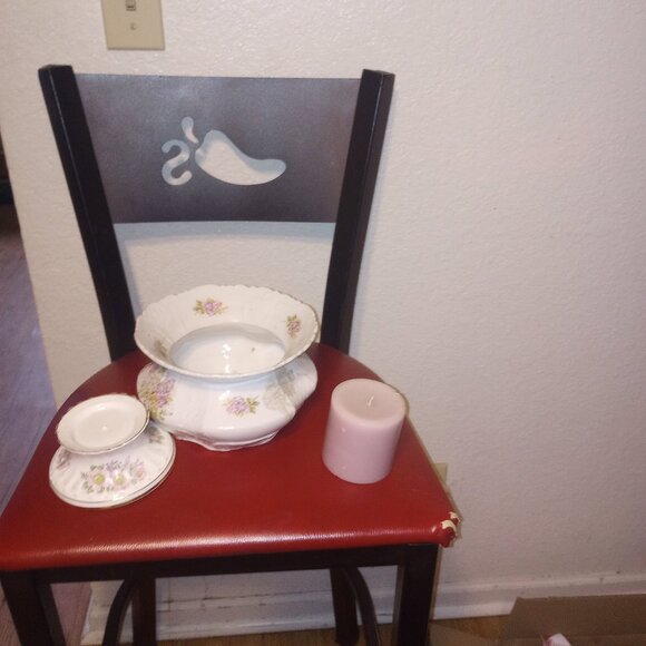 Antique china, bone china candle holder separates into three sections - Picture 2 of 3